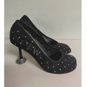 Loewe Black Heels with Rhinestone Embellishments